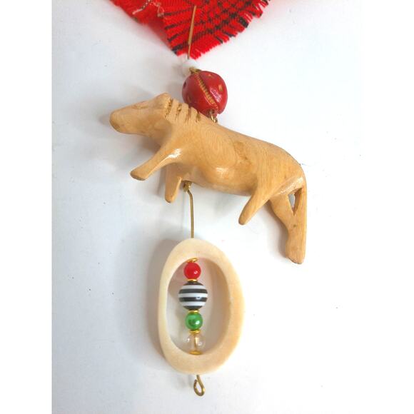 Jacaranda Wood African Safari Ornament From Kenya Rhino Wildebeest Set of 2 NEW - Picture 4 of 5